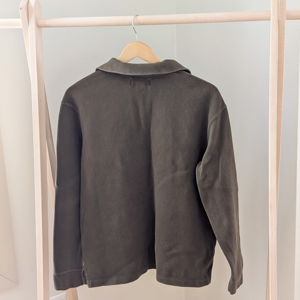 Vintage Polo Ralph Lauren Embroidered Logo Quarter Zip Henley In Olive Green - Picture 5 of 6